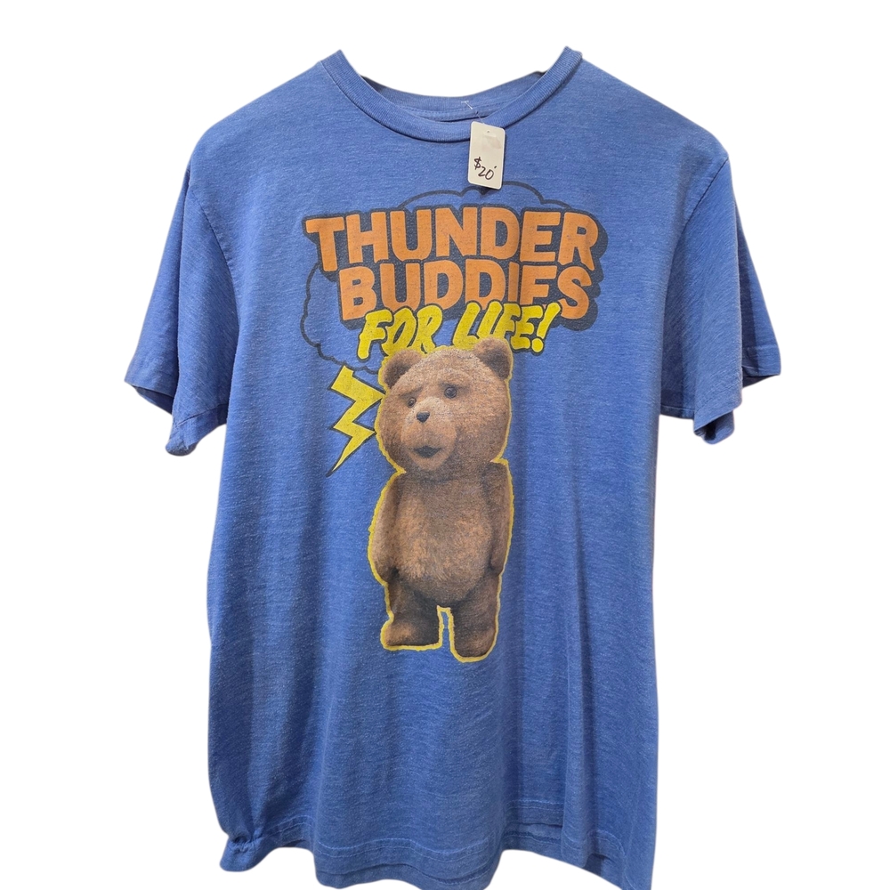 Blue Graphic Tee with Thunder Buddies Design